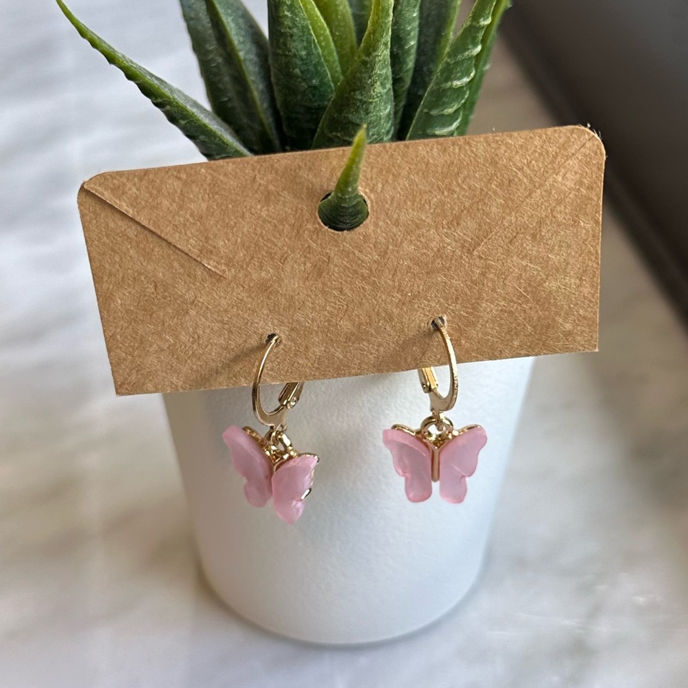 Pink Butterfly Earrings